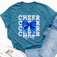 Cheer Mom Blue Bow Cheerleader Competition Game Day Bella Canvas T-shirt Heather Navy