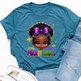 Little Miss Mardi Gras Cute Girl Messy Bun Festival Carnival Bella Canvas T-shirt Heather Navy