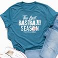 Retro The Last Baseball Season Senior Baseball Mom Ball Mama Bella Canvas T-shirt Heather Navy