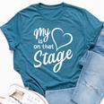 Women's My Heart Is On That Stage Dance Mom Music Dad School Play Bella Canvas T-shirt Heather Navy