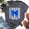 Cheer Mom Blue Bow Cheerleader Competition Game Day Bella Canvas T-shirt Heather Deep Teal
