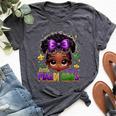 Little Miss Mardi Gras Cute Girl Messy Bun Festival Carnival Bella Canvas T-shirt Heather Deep Teal