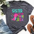 Sister Of The Three Rex Birthday Dinosaur Family Matching Bella Canvas T-shirt Heather Deep Teal