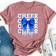 Cheer Mom Blue Bow Cheerleader Competition Game Day Bella Canvas T-shirt Heather Dark Grey