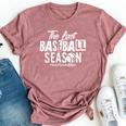 Retro The Last Baseball Season Senior Baseball Mom Ball Mama Bella Canvas T-shirt Heather Dark Grey
