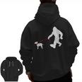 Bigfoot Walking With Bull Terrier Dog Men Zip Up Hoodie Back Print, trending gift