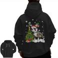 Boston Terrier Christmas Tree Lights Santa Hat Men Zip Up Hoodie Back Print, Boston Terrier Christmas Gifts, trending gift