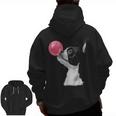 Boston Terrier Dog Blowing Chewing Bubble Gum Pink Men Zip Up Hoodie Back Print, trending gift