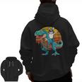 Boston Terrier Dog Riding Dinosaur T Rex Boys Men Zip Up Hoodie Back Print, Boston Terrier Riding Gifts, trending gift