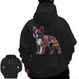 Boston Terrier Floral Dog Lover Vintage Distressed For Men Women Kids Men Zip Up Hoodie Back Print, trending gift