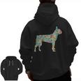 Boston Terrier Flower Silhouette Floral Dog Men Women Girls Kids Men Zip Up Hoodie Back Print, trending gift