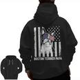 Boston Terrier Papa Cool Dog Lover USA American Flag Men Women Men Zip Up Hoodie Back Print, American Boston Terrier Gifts, trending gift