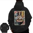 Boston Terrier Ramen Noodles Japanese Art Retro Ocean Waves Men Zip Up Hoodie Back Print, trending gift