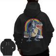 Boston Terrier Riding Dinosaur T-Rex Boys Kids Rainbow Men Zip Up Hoodie Back Print, Boston Terrier Riding Gifts, trending gift
