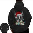 Boston Terrier Santa Christmas Tree Lights Xmas Boys Men Dog Men Zip Up Hoodie Back Print, Boston Terrier Christmas Gifts, trending gift