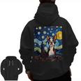 Boston Terrier Starry Night Van Gogh Art Men Zip Up Hoodie Back Print, trending gift