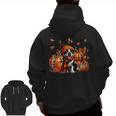 Boston Terrier Thanksgiving Leopard Pumpkins Fall Leaves Men Zip Up Hoodie Back Print, Boston Terrier Thanksgiving Gifts, trending gift