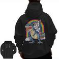 Boston Terrier Unicorn Riding Dinosaur T-Rex Girls Rainbow Men Zip Up Hoodie Back Print, Boston Terrier Riding Gifts, trending gift