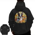 Cute Boston Terrier Spring Flower Garden Colorful Puppy Dog Men Zip Up Hoodie Back Print, trending gift
