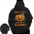 Halloween Teacher Librarian Pumpkin Reading Books Men Women Kids Men Zip Up Hoodie Back Print, trending gift