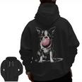 Vintage Boston Terrier Blowing Bubble Gum American Gentleman Men Zip Up Hoodie Back Print, American Boston Terrier Gifts, trending gift