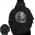 Whimsical Forest Adventures Sasquatch Bigfoot Walking Boston Terrier Dog Lovers Men Zip Up Hoodie Back Print, trending gift