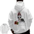 Boston Terrier Christmas T Shirt-Life Is Merrier Premium Tri-Blend Men Zip Up Hoodie Back Print, Boston Terrier Christmas Gifts, trending gift