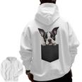 Boston Terrier Dog Puppy Dog In Pocket Cute Pet Lover Men Zip Up Hoodie Back Print, trending gift