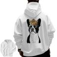 Boston Terrier Dog Wearing Crown For Men Women Girls Kids Men Zip Up Hoodie Back Print, trending gift