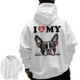 Boston Terrier I Heart My Dog Dog Lover Men Zip Up Hoodie Back Print, trending gift
