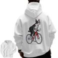 Boston Terrier Riding Bicycle Cute Bostie Biker Raglan Baseball Tee Men Zip Up Hoodie Back Print, Boston Terrier Riding Gifts, trending gift