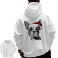 Boston Terrier Santa Claus Hat Merry Christmas Dog X-Mas Men Zip Up Hoodie Back Print, Boston Terrier Christmas Gifts, trending gift