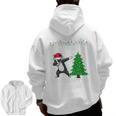 Boston Terrier Santa Hat Dabbing Around The Christmas Tree Men Zip Up Hoodie Back Print, Boston Terrier Christmas Gifts, trending gift