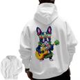 Hawaiian Boston Terrier & Pineapple Ukulele Summer Vacation Men Zip Up Hoodie Back Print, trending gift