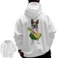 Hawaiian Boston Terrier Dog Pineapple Ukulele Summer For Men Women Girls Kids Men Zip Up Hoodie Back Print, trending gift