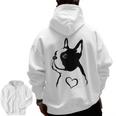 I Love My Boston Terrier Dog With Heart Men Zip Up Hoodie Back Print, trending gift