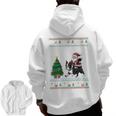 Ugly Christmas Tree Lights Xmas Santa Riding Boston Terrier Men Zip Up Hoodie Back Print, Boston Terrier Christmas Gifts, Boston Terrier Riding Gifts, trending gift