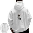 Ugly Xmas Sweater Style Boston Terrier Reindeer Christmas Men Zip Up Hoodie Back Print, Boston Terrier Christmas Gifts, trending gift