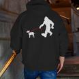 Bigfoot Walking With Bull Terrier Dog Men Zip Up Hoodie Back Print, funny gift