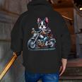 Biker Boston Terrier Dog Riding Motorbike Men Zip Up Hoodie Back Print, Boston Terrier Riding Hoodies, funny gift