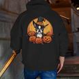 Boston Terrier Bostie Dog Breed Pet Halloween Pumpkins Men Zip Up Hoodie Back Print, Boston Terrier Halloween Hoodies, funny gift