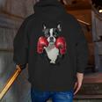 Boston Terrier Boxing Men Zip Up Hoodie Back Print, funny gift