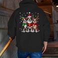 Boston Terrier Christmas Dogs Santa Reindeer Elf Men Zip Up Hoodie Back Print, Boston Terrier Christmas Hoodies, funny gift