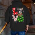 Boston Terrier Christmas Tree Lights Santa Dog Xmas For Men Women Kids Men Zip Up Hoodie Back Print, Boston Terrier Christmas Hoodies, funny gift