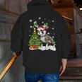 Boston Terrier Christmas Tree Lights Santa Hat Men Zip Up Hoodie Back Print, Boston Terrier Christmas Hoodies, funny gift