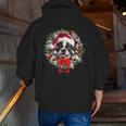 Boston Terrier Christmas Wreath Decoration Xmas Pajamas Men Zip Up Hoodie Back Print, Boston Terrier Christmas Hoodies, funny gift