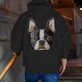 Boston Terrier Cute Puppy Face Dog Lover Pet Owner Men Zip Up Hoodie Back Print, funny gift