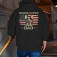 Boston Terrier Dad Dog Lovers American Flag 4th Of July For Women Men Men Zip Up Hoodie Back Print, Boston Terrier Dad Hoodies, American Boston Terrier Hoodies, Boston Terrier 4th Of July Hoodies, funny gift