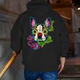 Boston Terrier In Day Of The Dead Sugar Skull Dog Men Zip Up Hoodie Back Print, funny gift