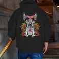 Boston Terrier Dia De Los Muertos Day Of The Dead Dog Skull For Men Women Kids Men Zip Up Hoodie Back Print, funny gift